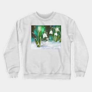 Snowdrops with Fairy Footprints Crewneck Sweatshirt